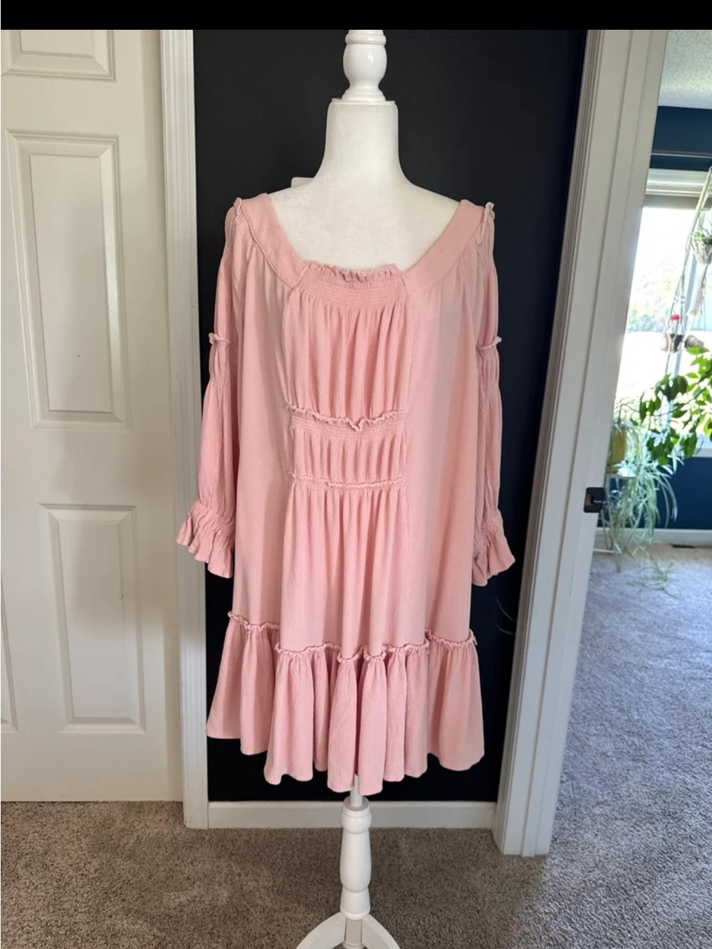 Oli & Hali Oversized Blush Pink Mini Dress with Bell Sleeves size Medium